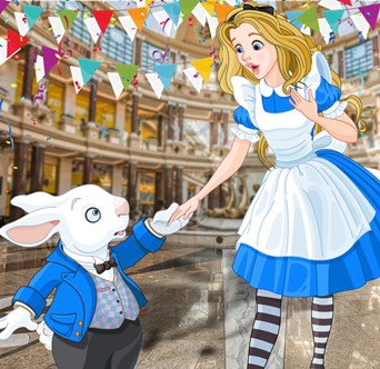 Alice and White Rabbit in Trafford Palazzo